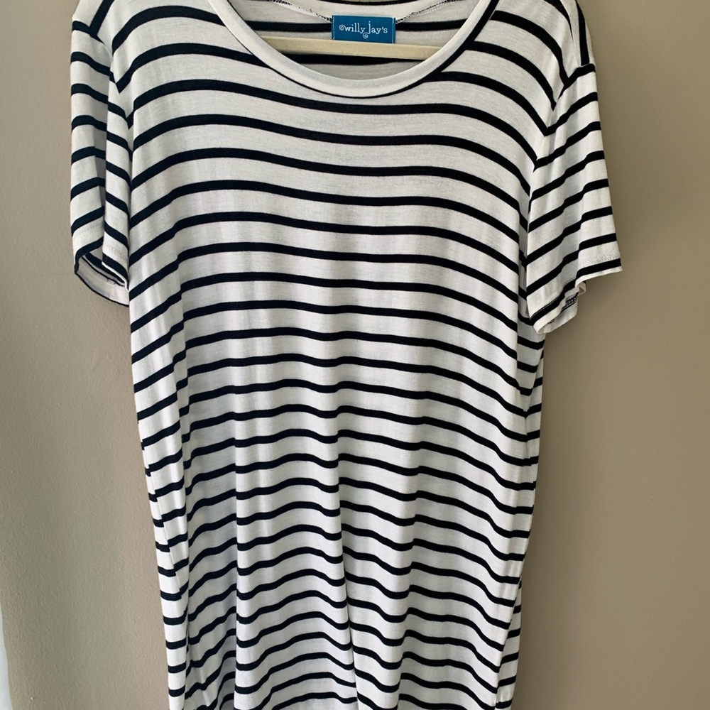 Black and White Striped T-Shirt Dress